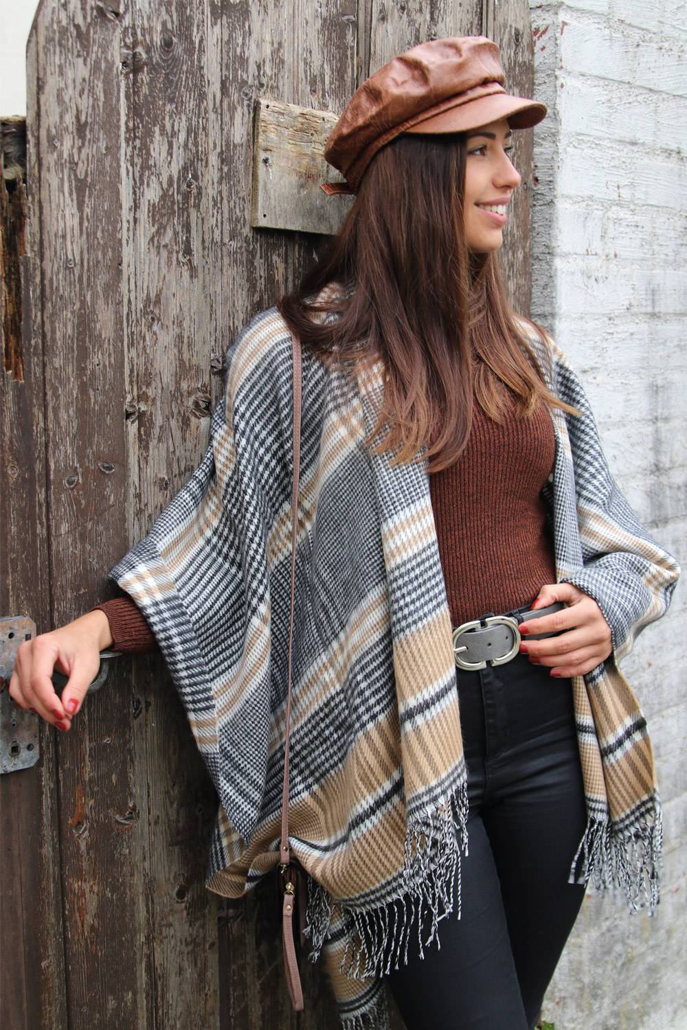 Stylebreaker Cape Mit Glencheck Karo Muster