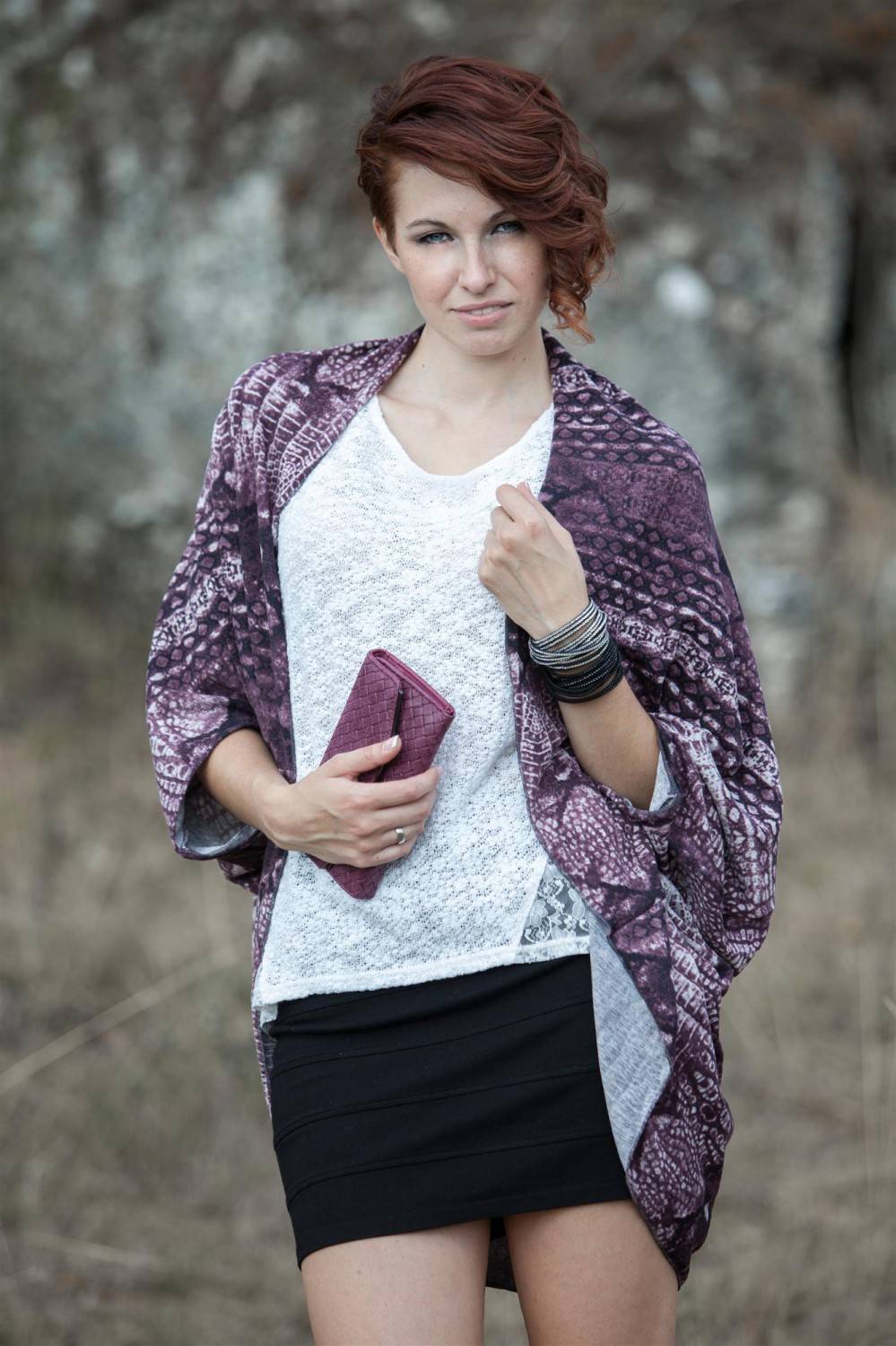 Stylebreaker Cardigan Weste / Schal Mit Animal Print