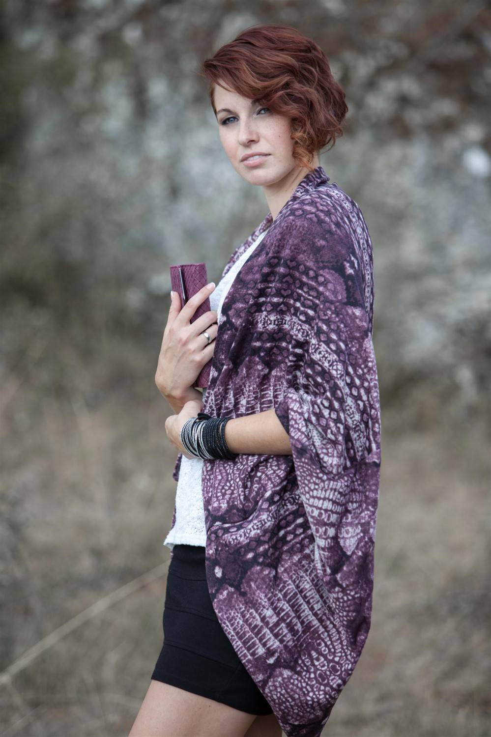 Stylebreaker Cardigan Weste / Schal Mit Animal Print