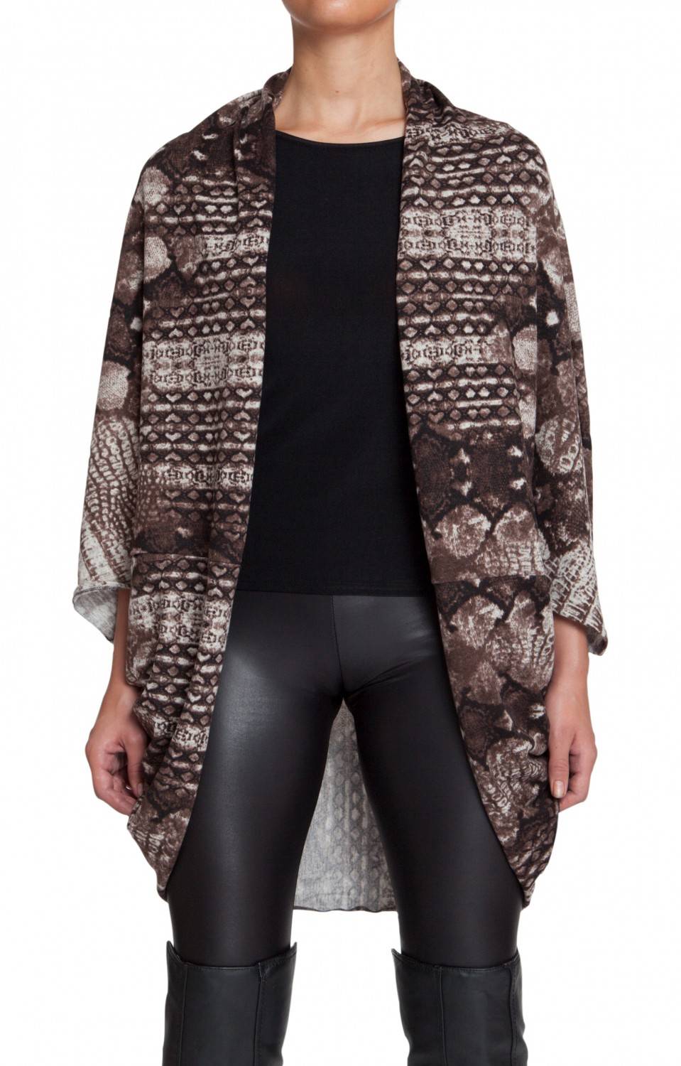 Stylebreaker Cardigan Weste / Schal mit Animal Print