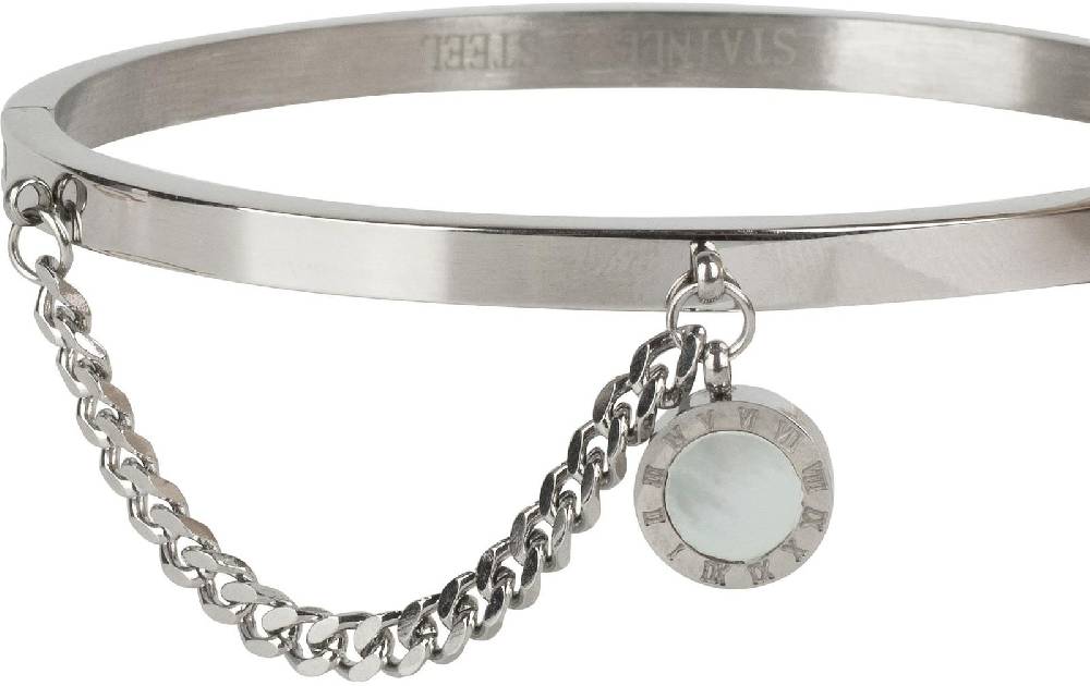 Stylebreaker Edelstahl Armreif Mit Kette & Anhänger