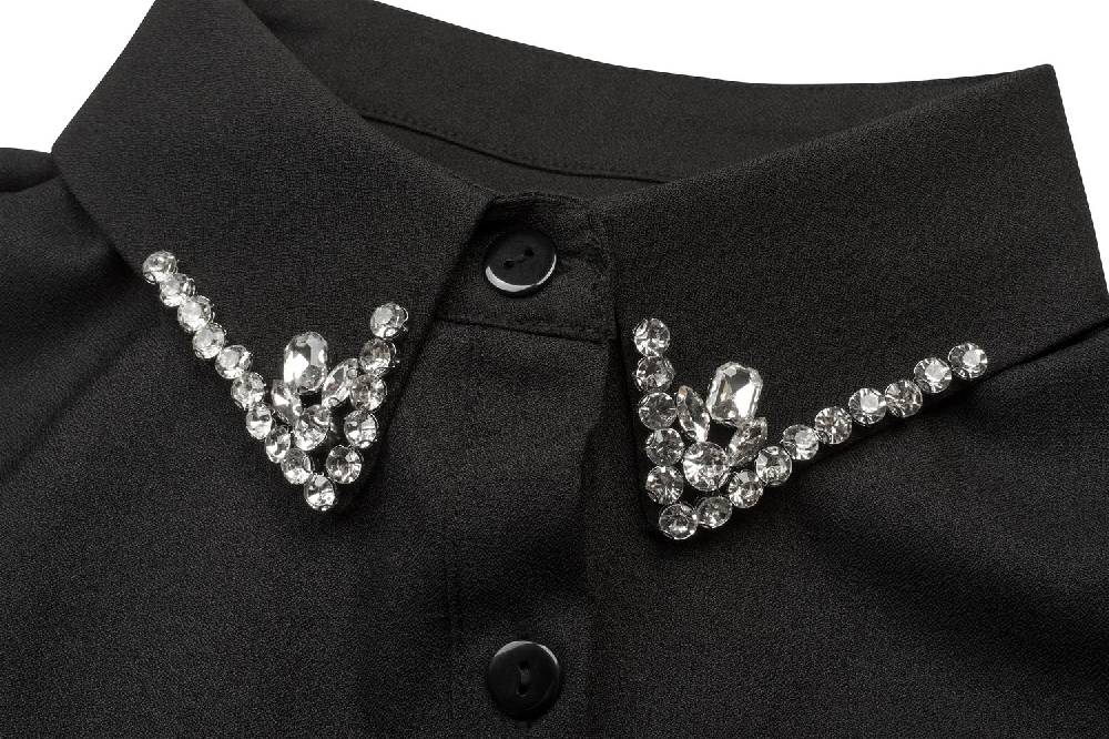 Stylebreaker Einsteckkragen Mit Strass Besetzt