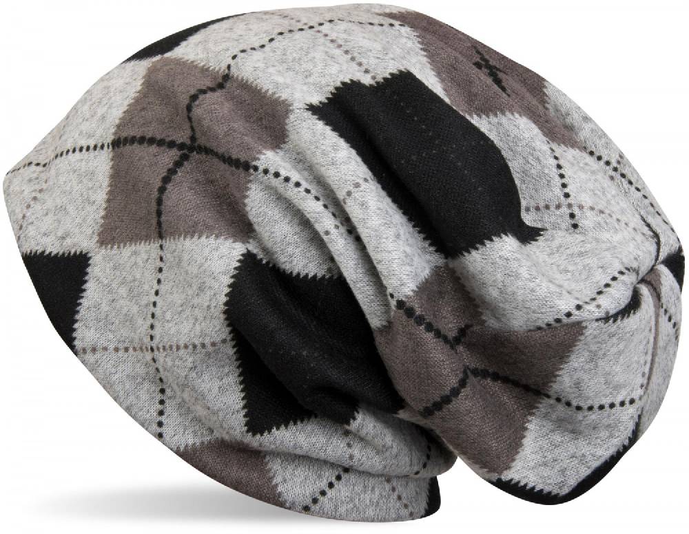 Stylebreaker Feinstrick Beanie mit Karo Muster