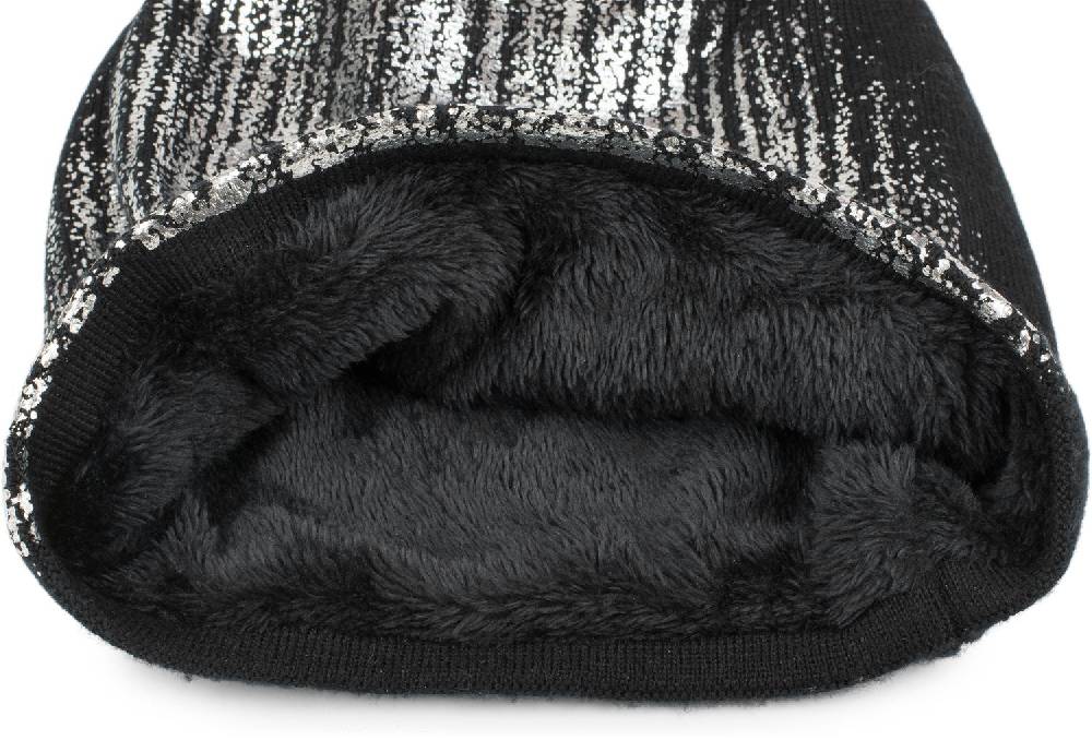 Stylebreaker Feinstrick Beanie Mit Metallic Print