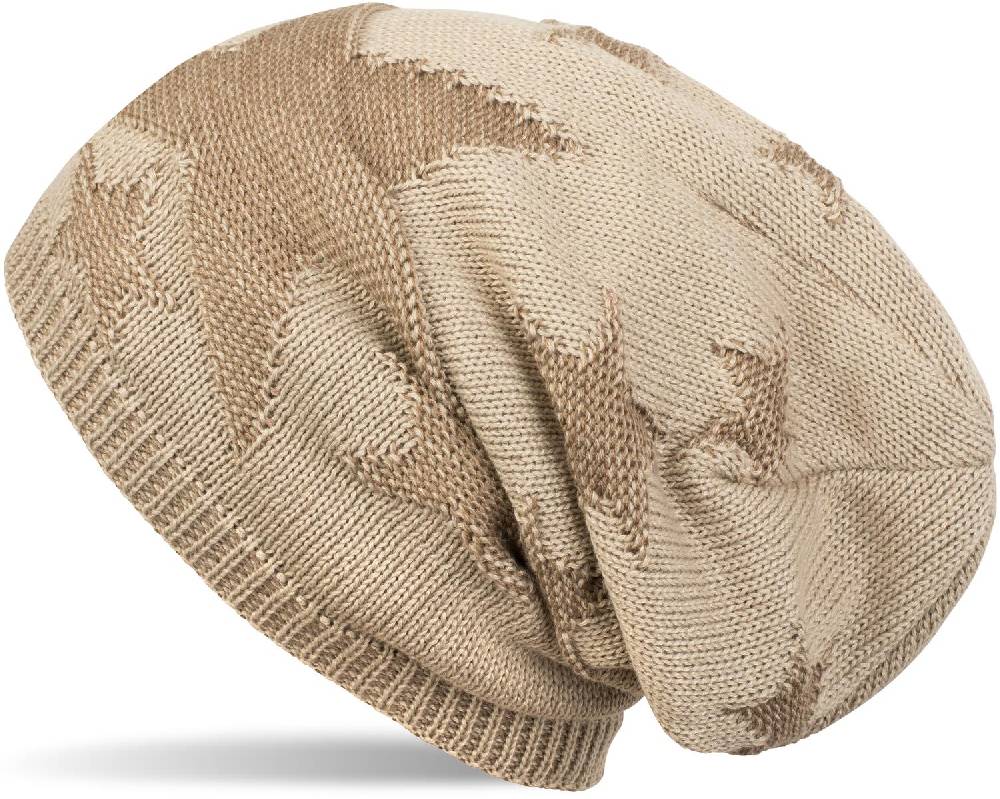 Stylebreaker Feinstrick Beanie mit Sterne Muster