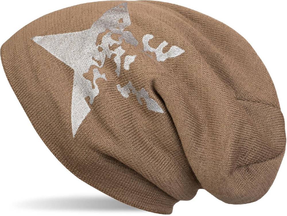 Stylebreaker Feinstrick Beanie mit Vintage Stern