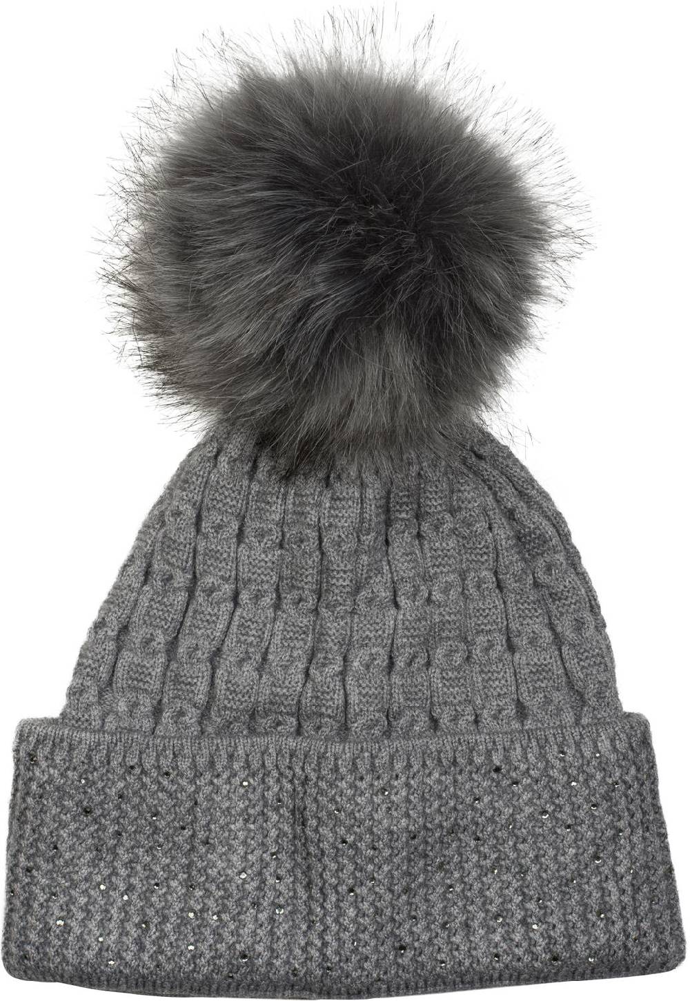 Stylebreaker Feinstrick Bommelmütze mit Strass