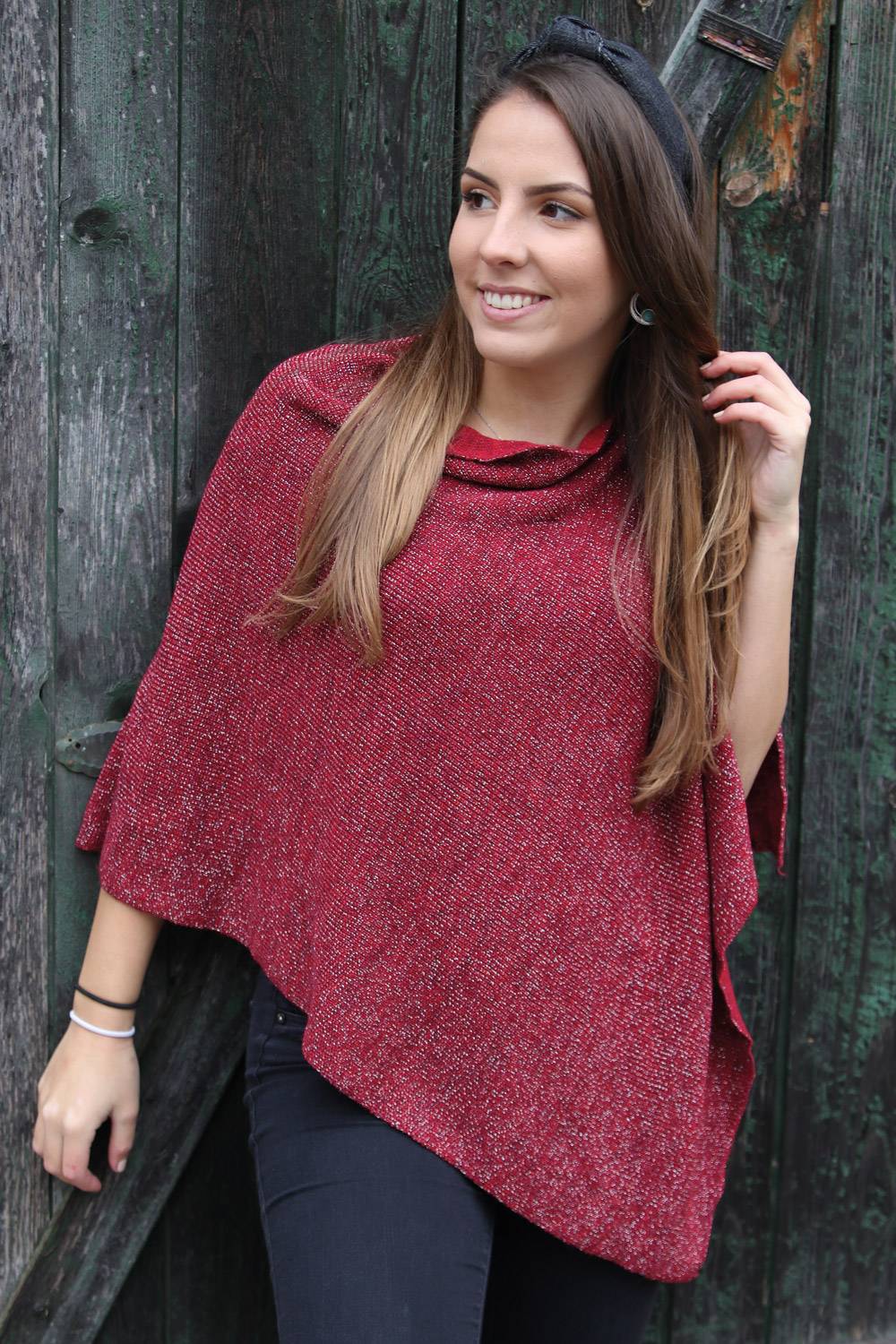 Stylebreaker Feinstrick Poncho Mit Glitzerfäden