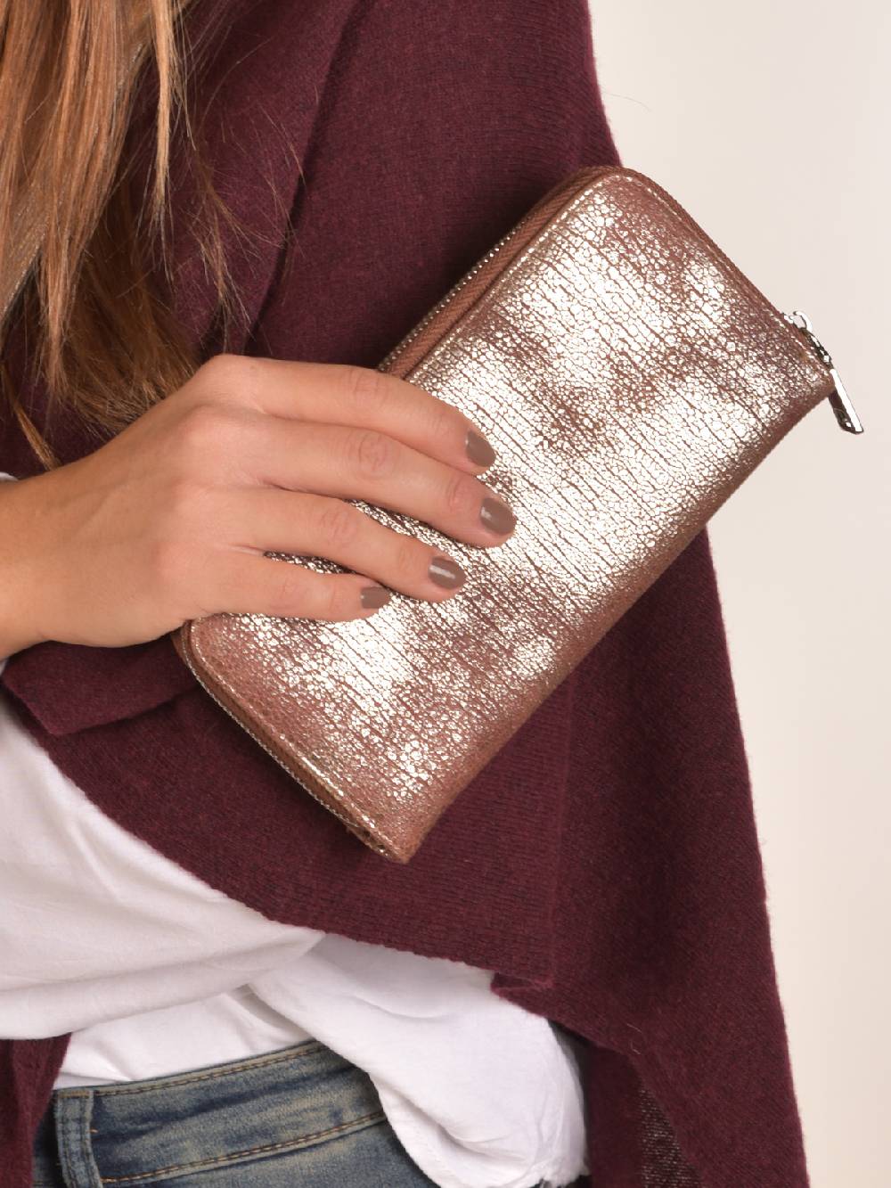 Stylebreaker Geldbörse Genarbt Antik Metallic