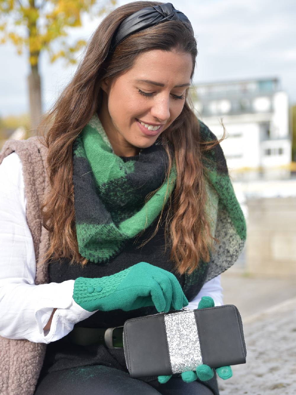 Stylebreaker Geldbörse Mit Pailletten Streifen