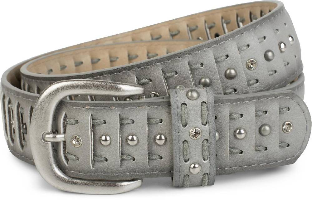 Stylebreaker Geschlitzter Gürtel mit Nieten & Strass