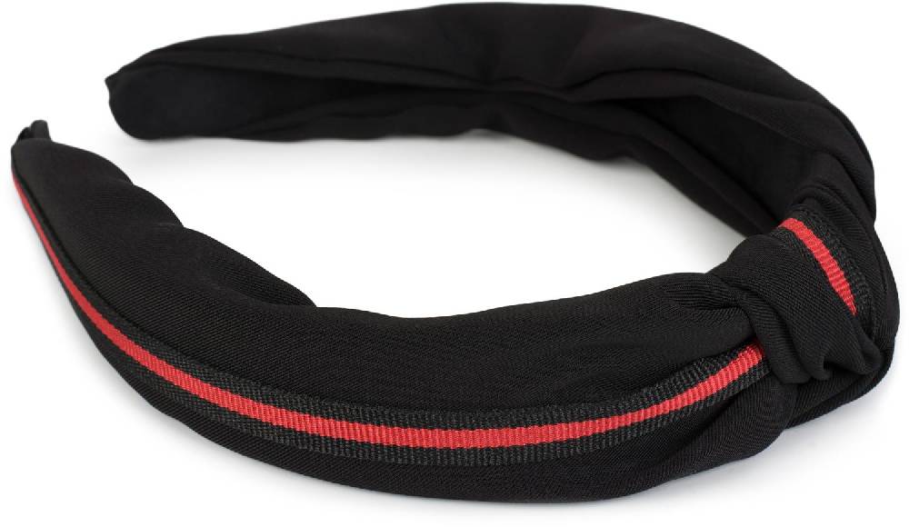 Stylebreaker Haarreif Mit Band In Rot-Schwarz