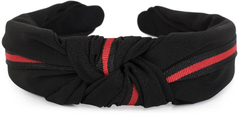 Stylebreaker Haarreif Mit Band In Rot-Schwarz
