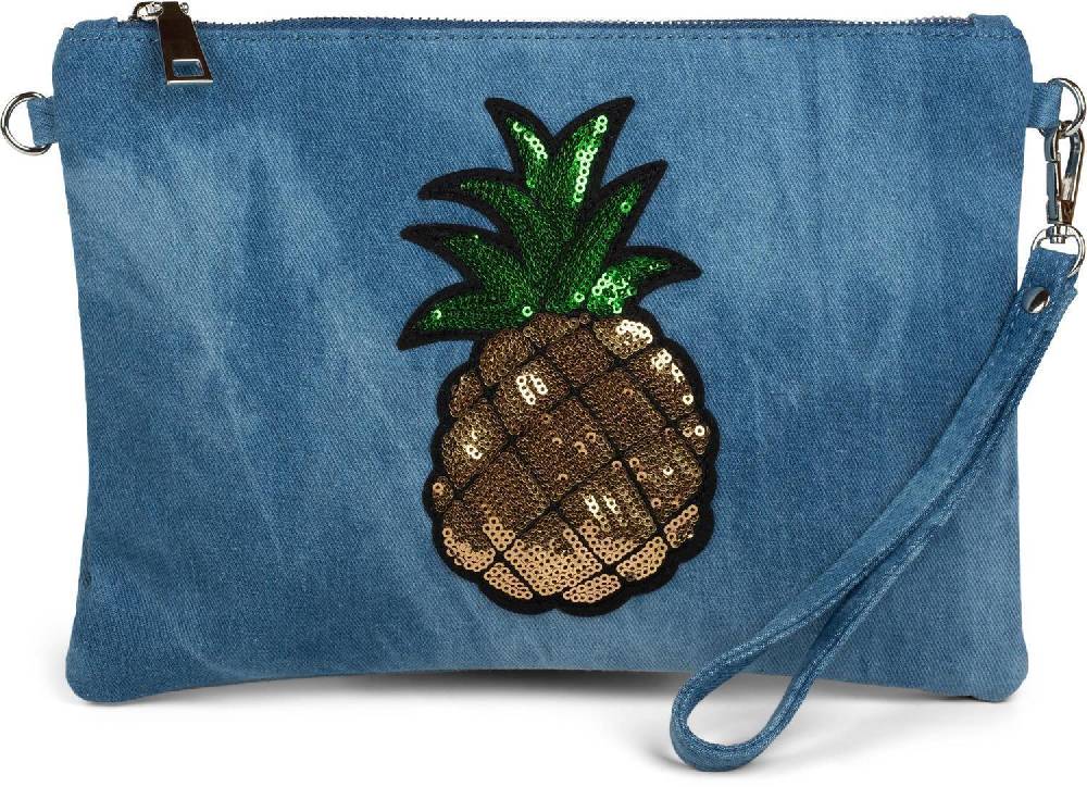 Stylebreaker Jeans Clutch mit Pailletten Ananas