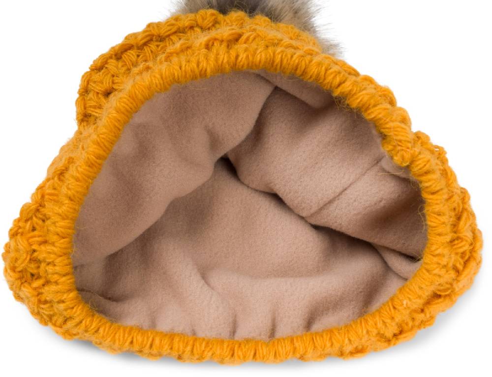 Stylebreaker Kinder Bommelmütze V-Muster Gehäkelt