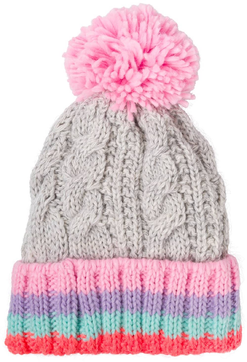 Stylebreaker Kinder Strick Bommelmütze Zopfmuster