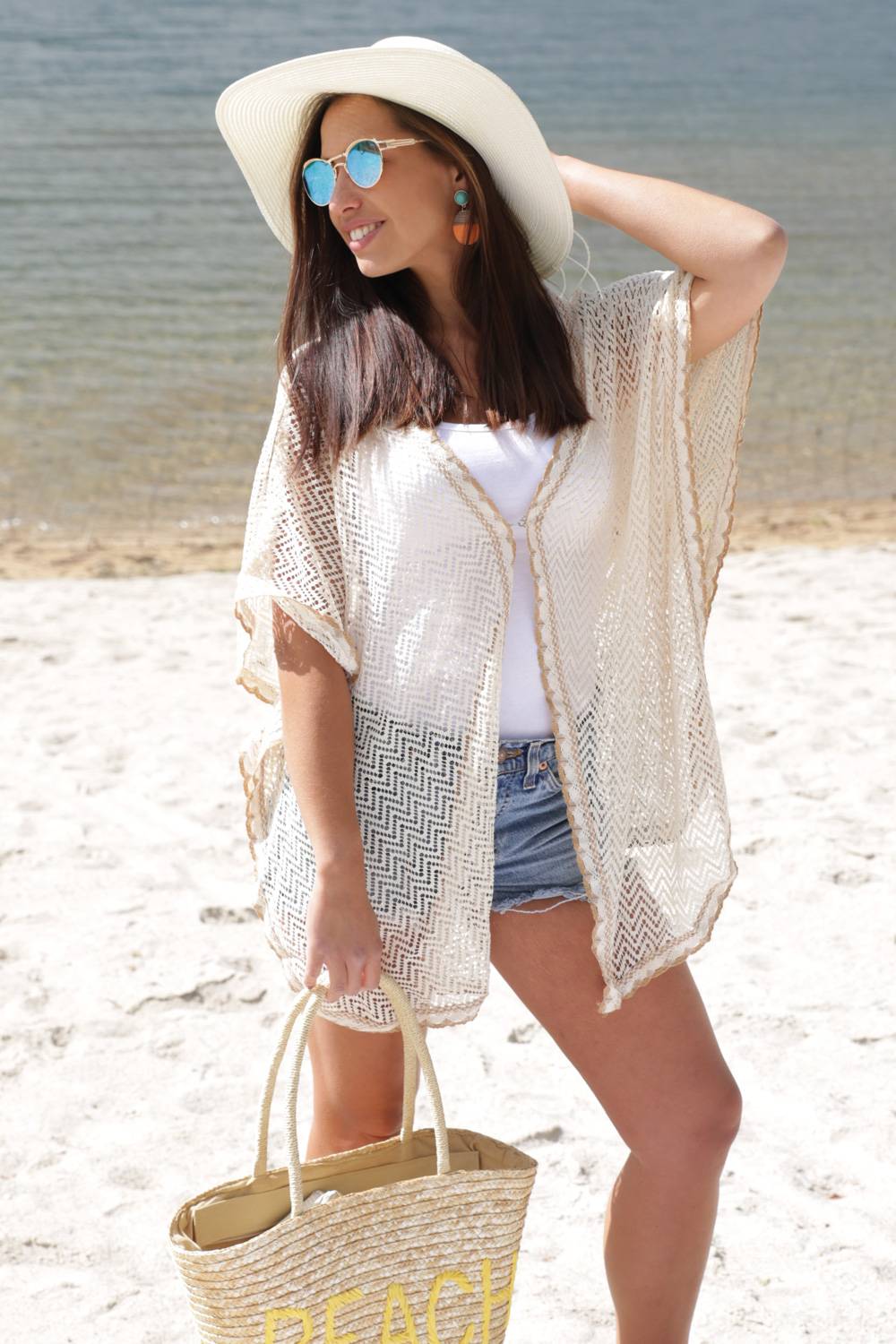 Stylebreaker Leichter Poncho In Häkeloptik