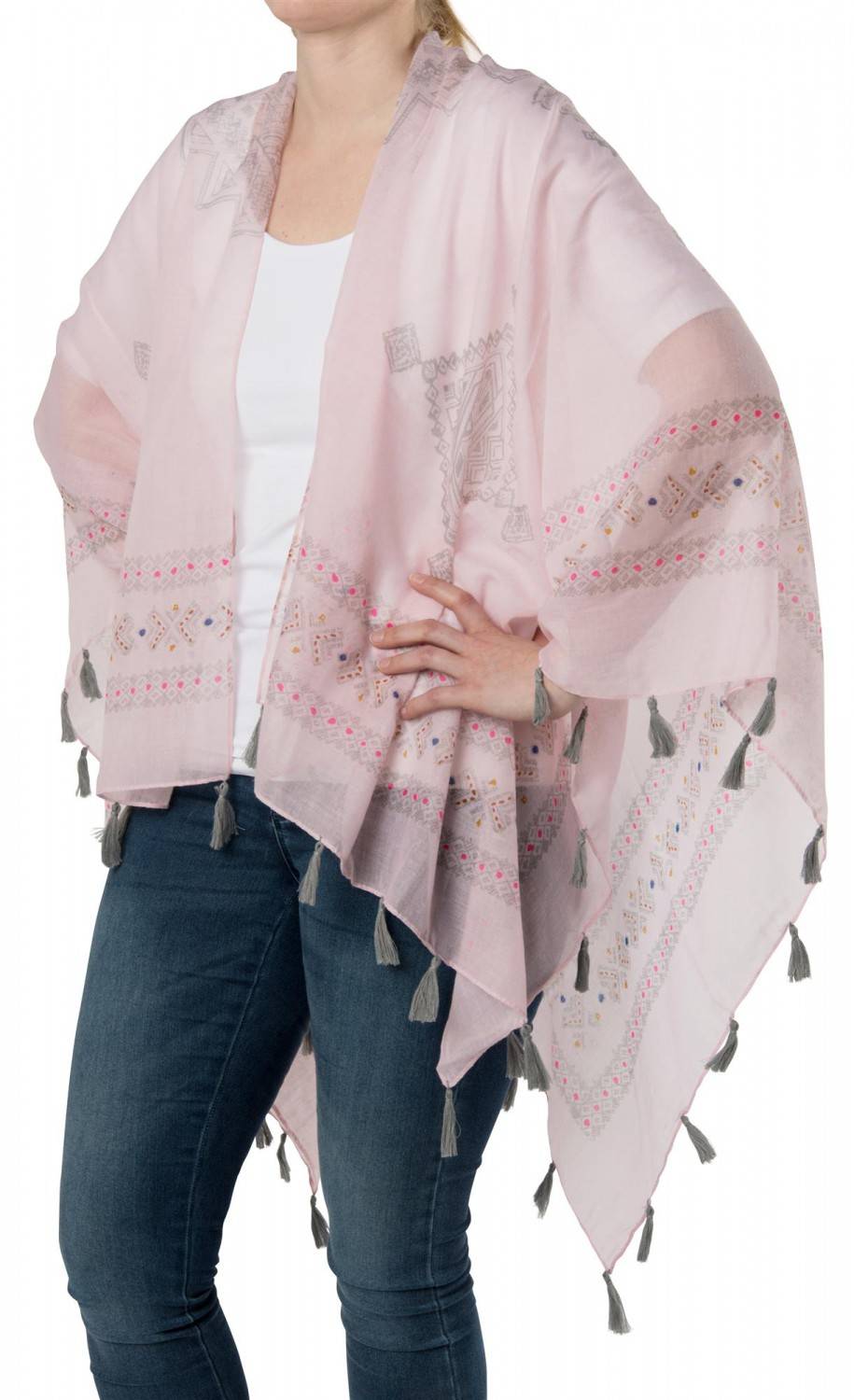 Stylebreaker Leichter Poncho mit Ethno Muster