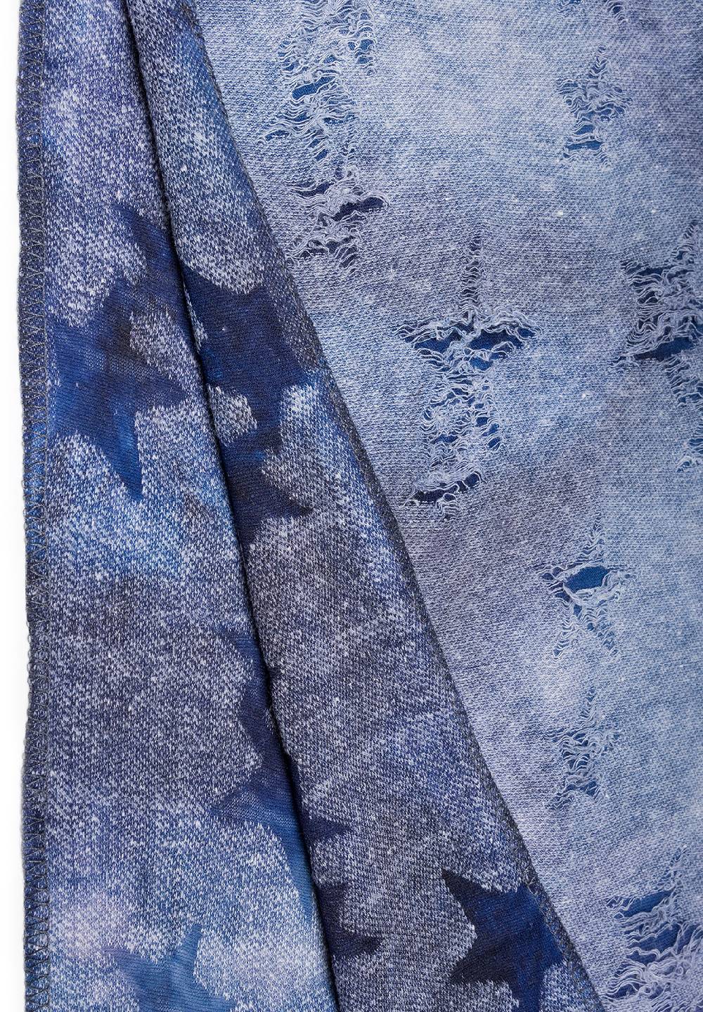 Stylebreaker Loop Schal Destroyed Denim Sterne