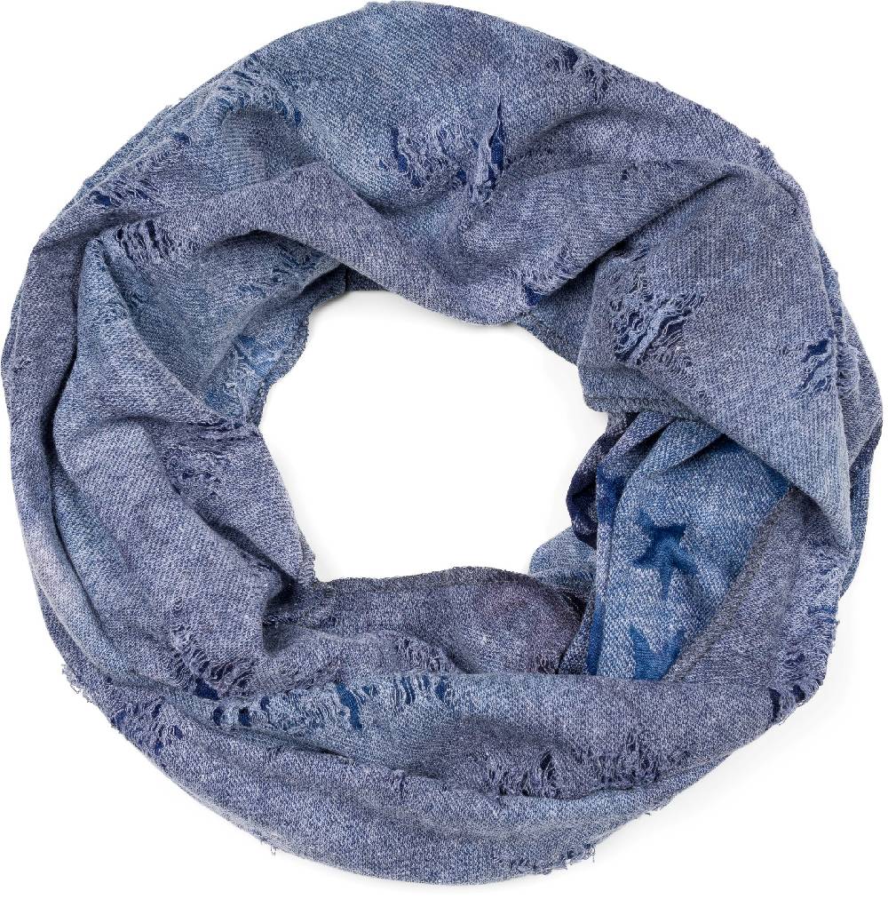 Stylebreaker Loop Schal Destroyed Denim Sterne