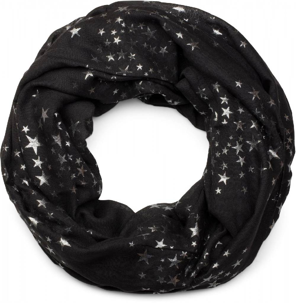 Stylebreaker Loop Schal mit Metallic Sterne Print