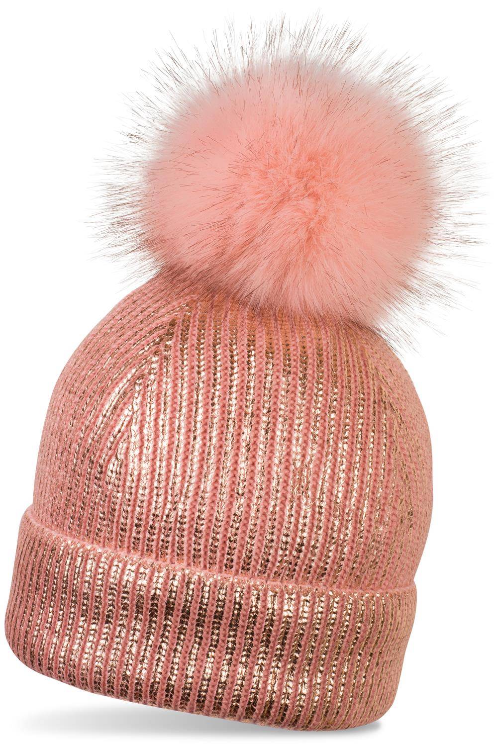 Stylebreaker Metallic Winter Strick Bommelmütze