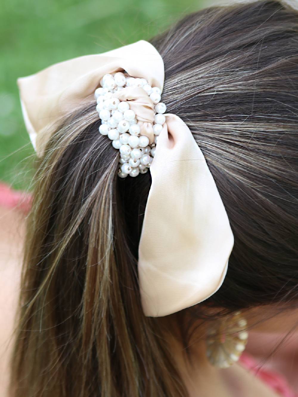 Stylebreaker Perlen Haargummi Mit Satin Schleife