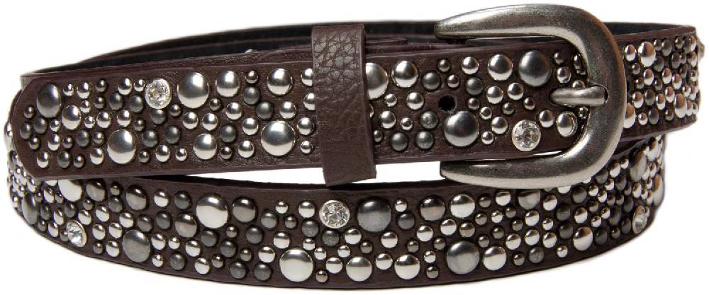 Stylebreaker Schmaler Nietengürtel mit Strass