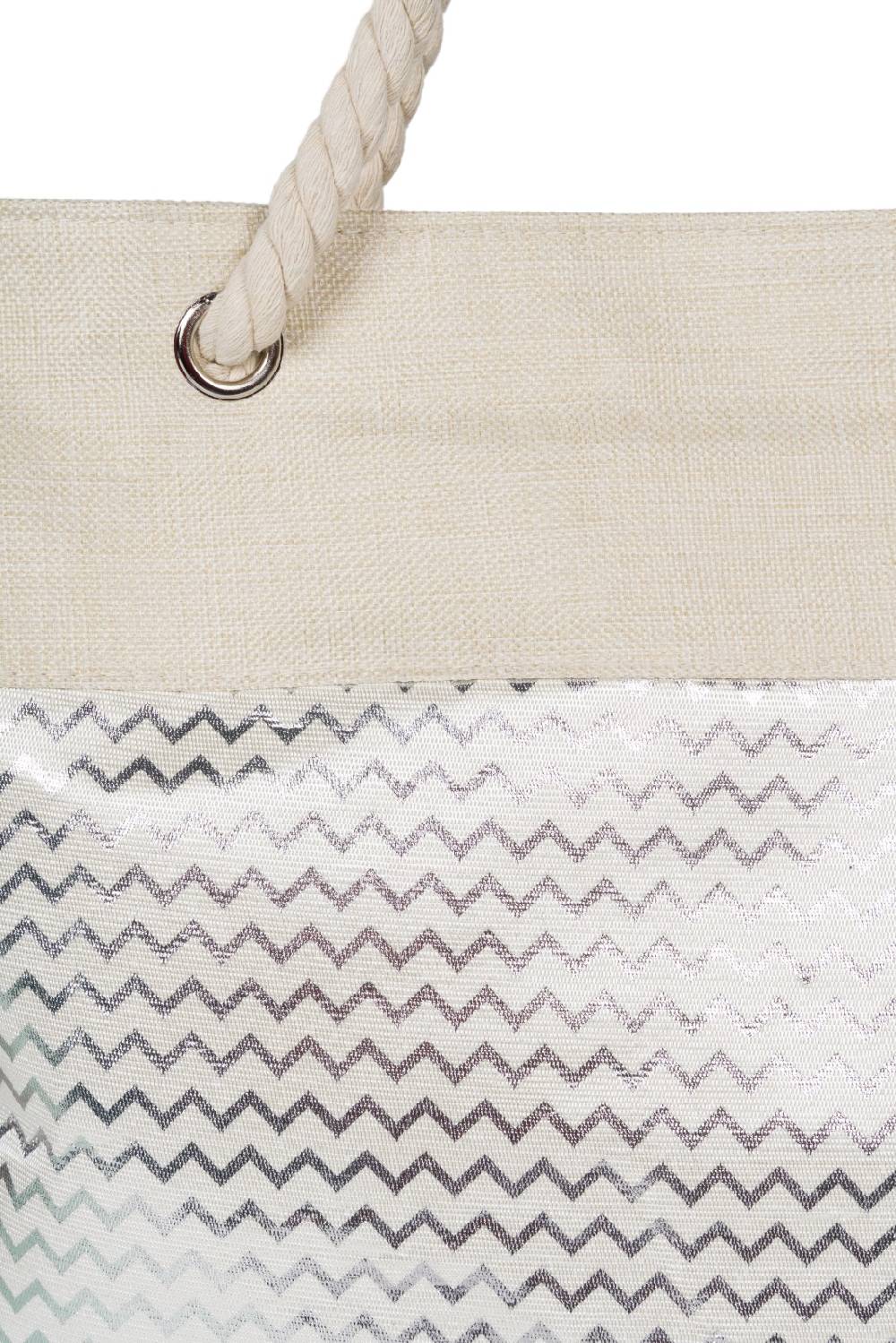Stylebreaker Strandtasche Metallic Zick-Zack