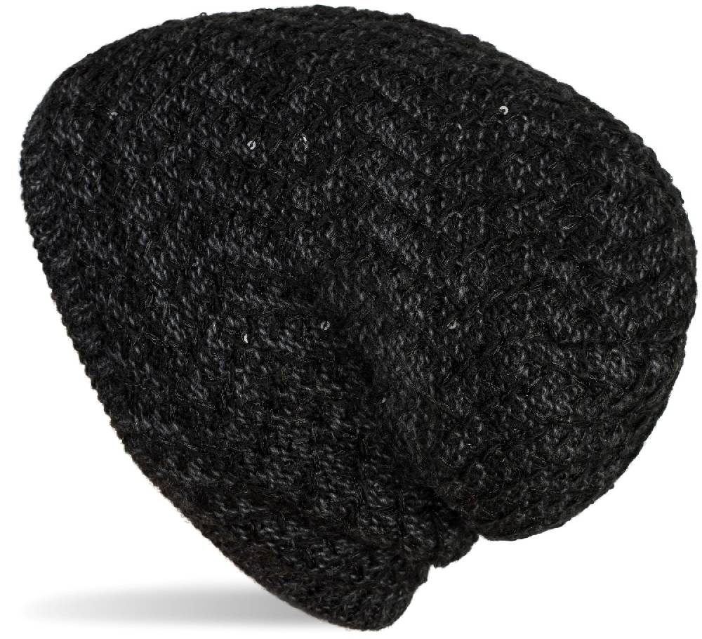 Stylebreaker Strick Beanie Mütze mit Pailletten