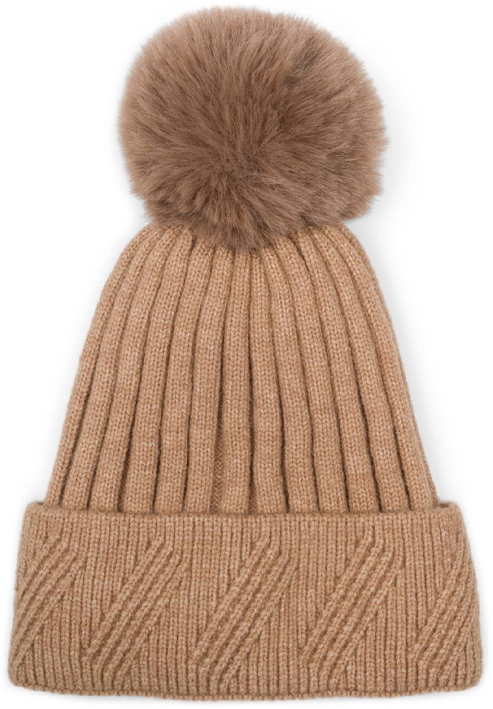 Stylebreaker Strick Bommelmütze mit Rippen Muster