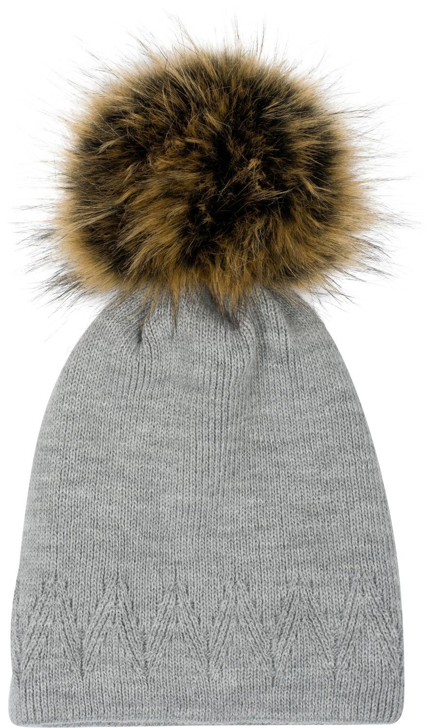 Stylebreaker Strick Bommelmütze mit Zacken Muster