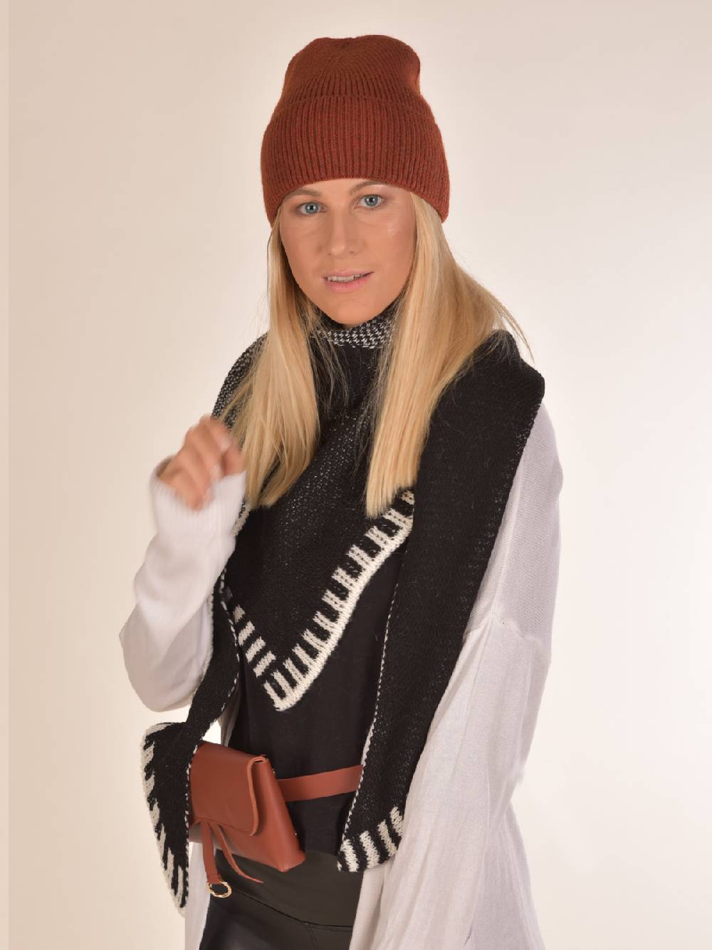 Stylebreaker Strick Dreiecktuch 2-Farbig Gemustert