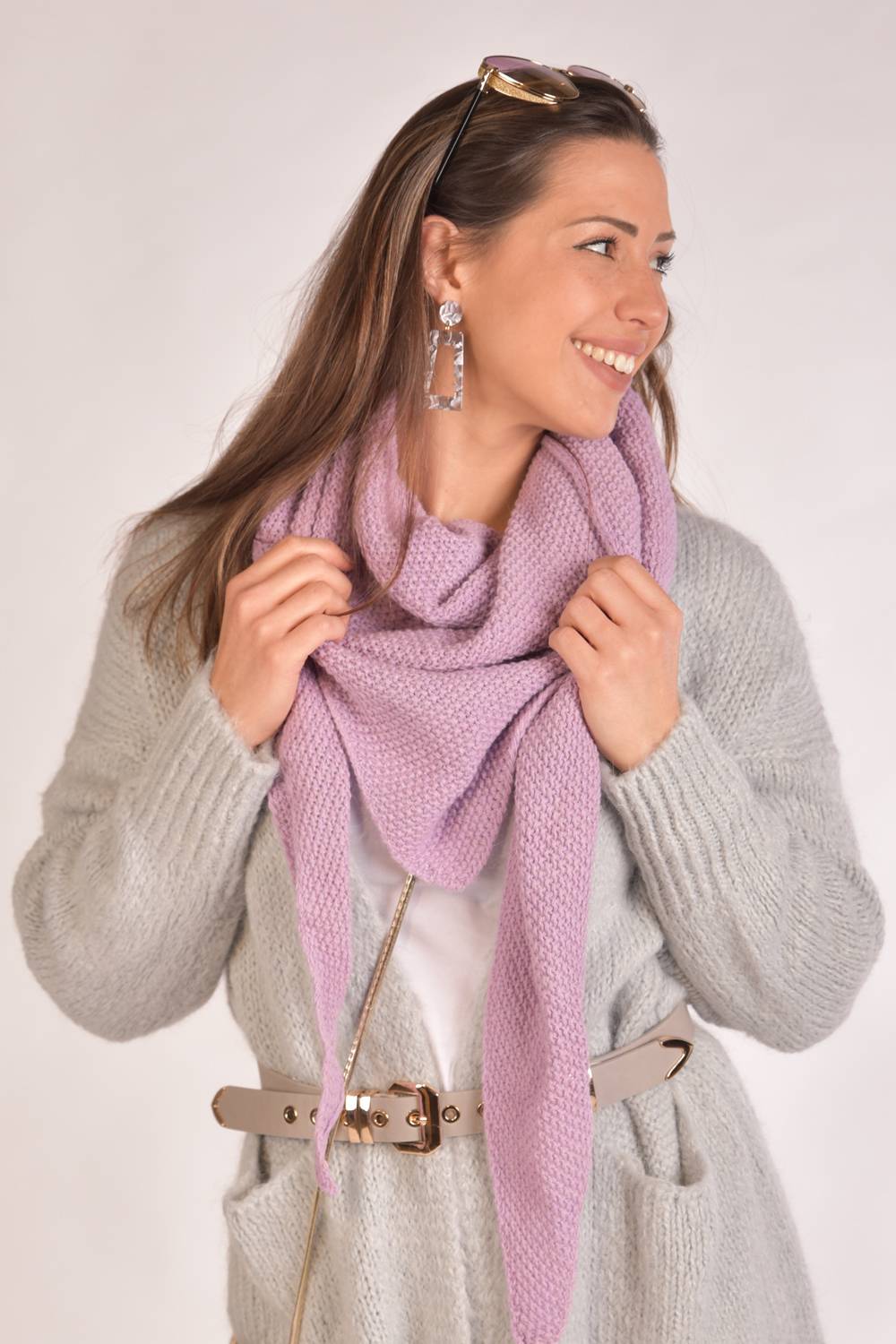 Stylebreaker Strick Dreiecktuch Einfarbig