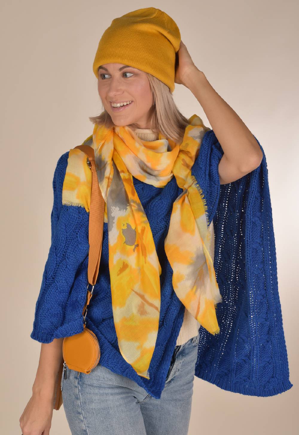 Stylebreaker Strick Poncho Mit Zopfmuster