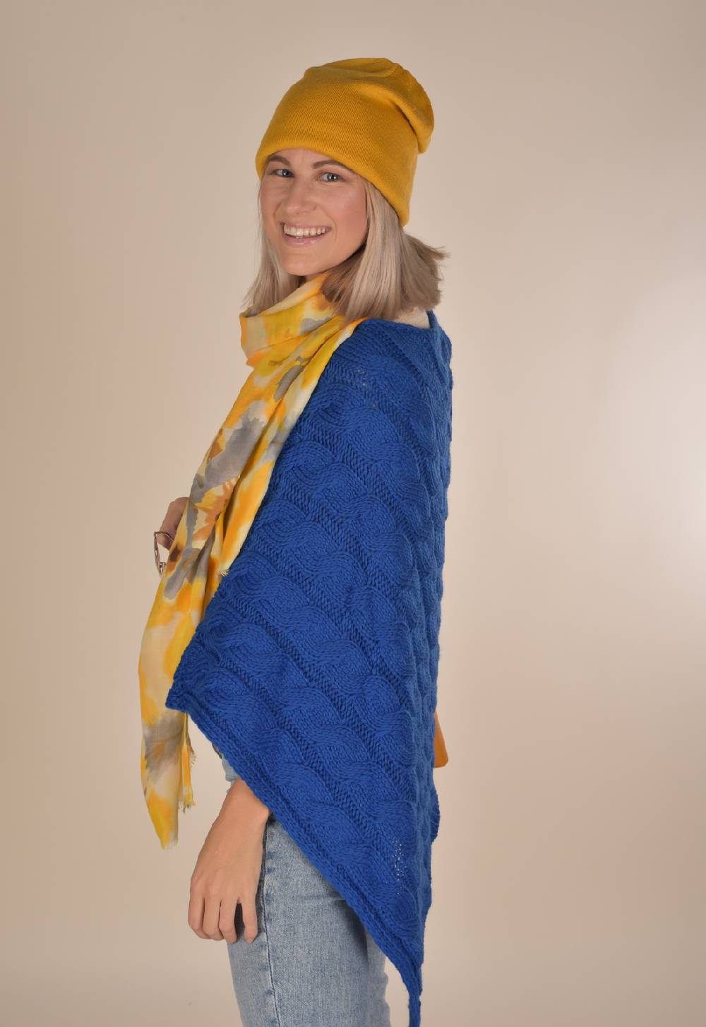 Stylebreaker Strick Poncho Mit Zopfmuster