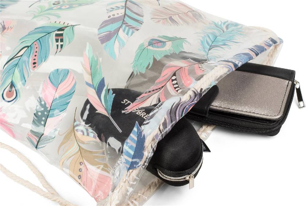 Stylebreaker Transparenter Turnbeutel Mit Federn