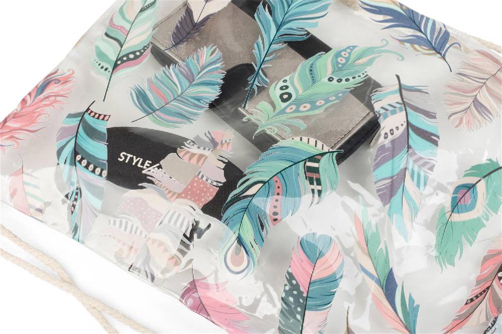 Stylebreaker Transparenter Turnbeutel Mit Federn