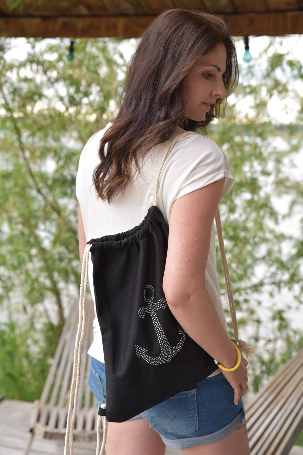 Stylebreaker Turnbeutel Mit Strass Anker