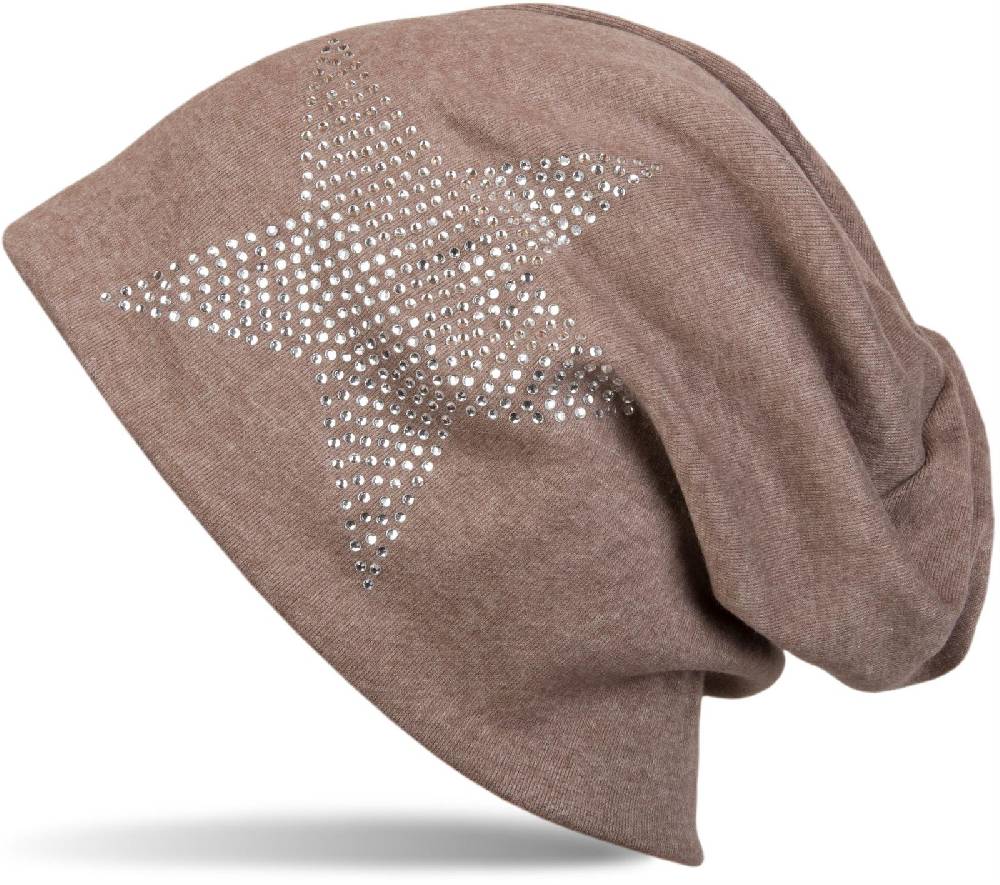 Stylebreaker Warme Beanie Mütze mit Strass Stern