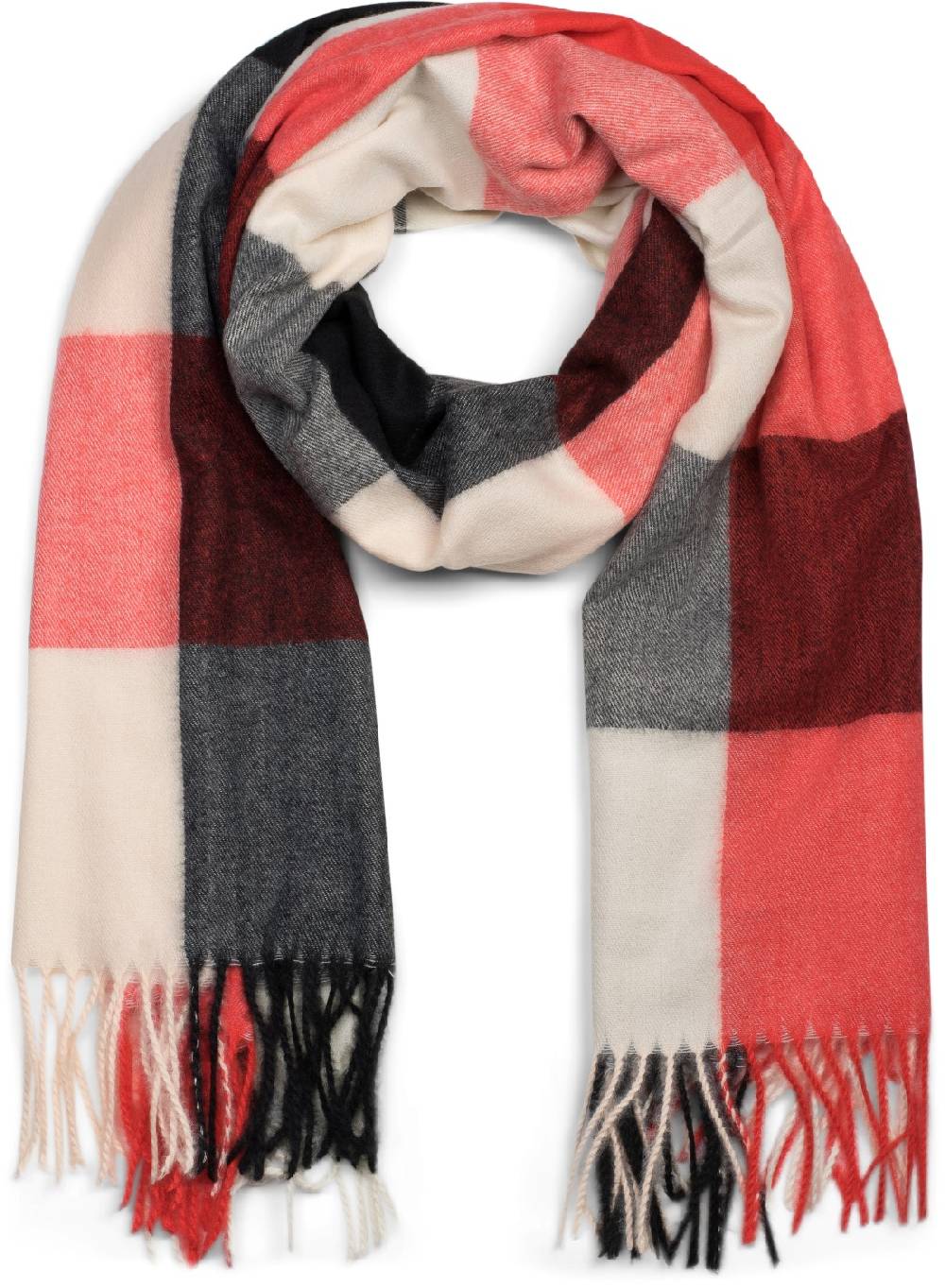 Stylebreaker Weicher karierter Schal mit Fransen