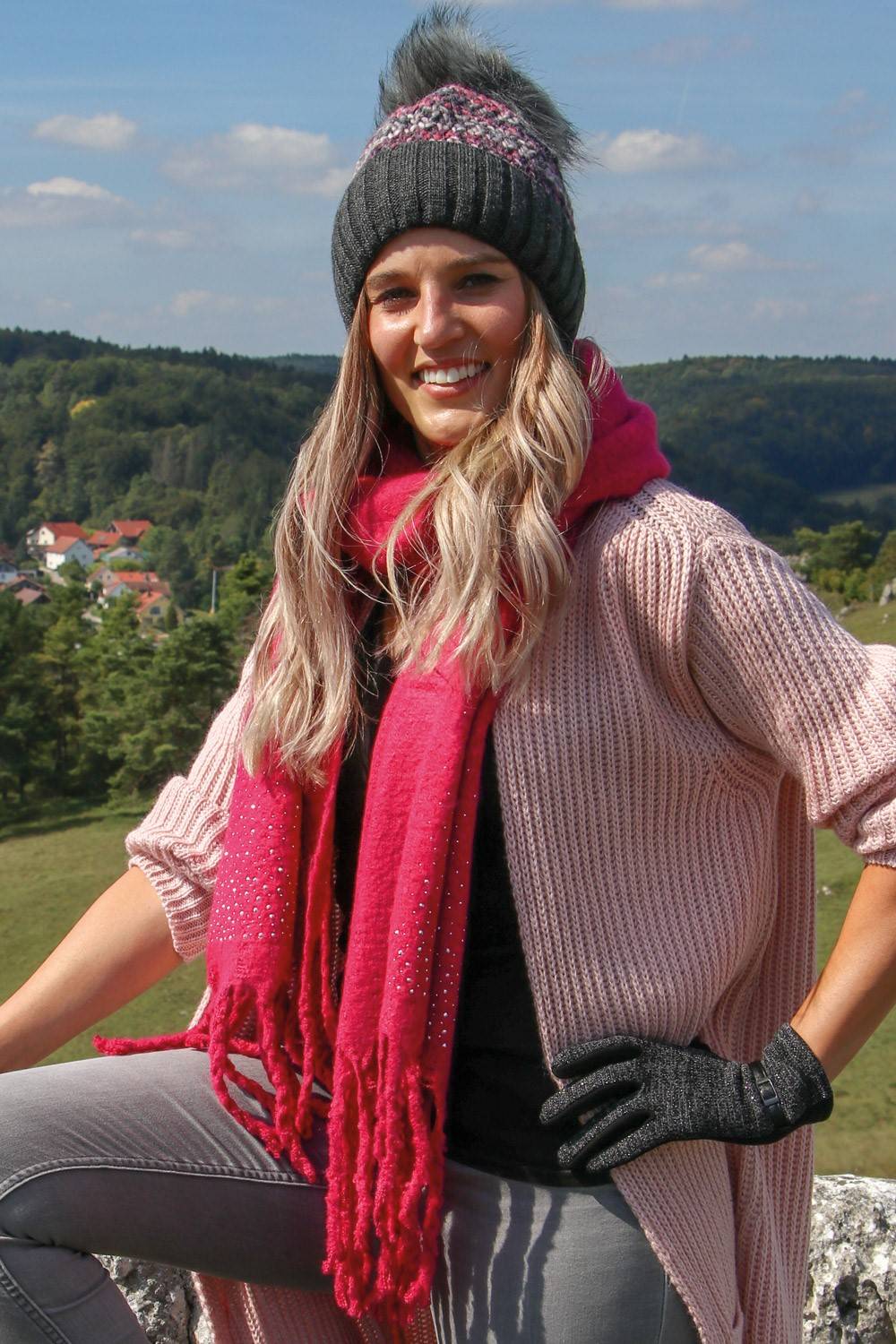 Stylebreaker Weicher Schal Mit Strass Und Fransen