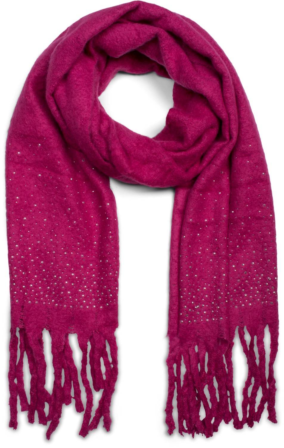 Stylebreaker Weicher Schal mit Strass und Fransen