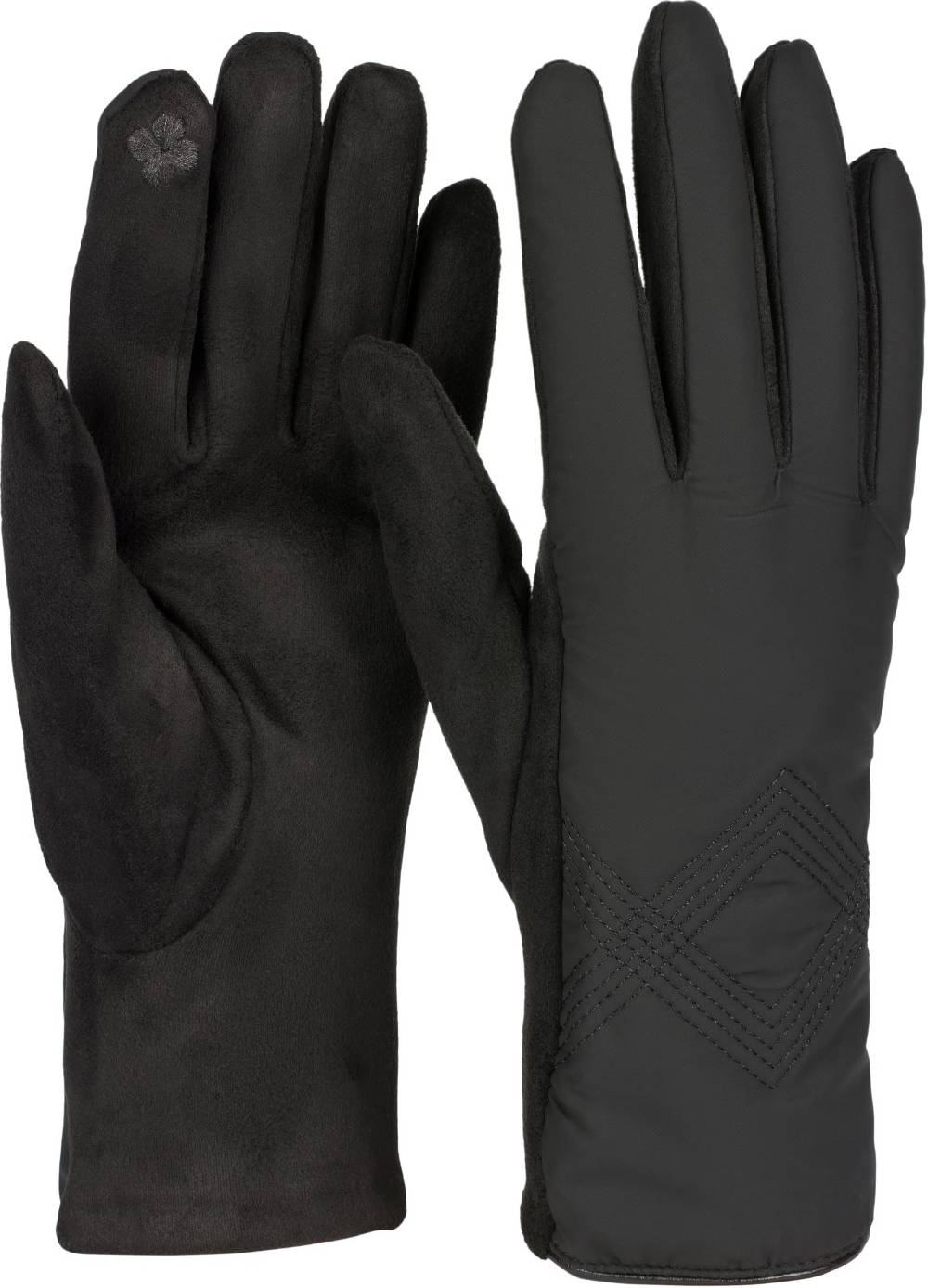 Stylebreaker Touchscreen Handschuhe Zick-Zack bestickt