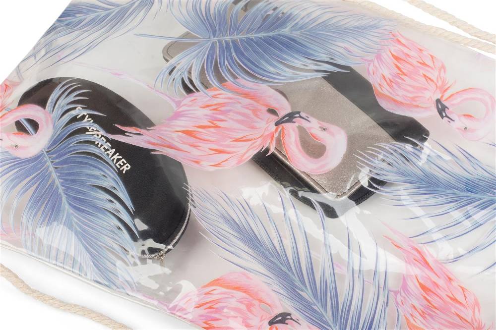 Stylebreaker Transparenter Turnbeutel Mit Flamingo Und Palmen