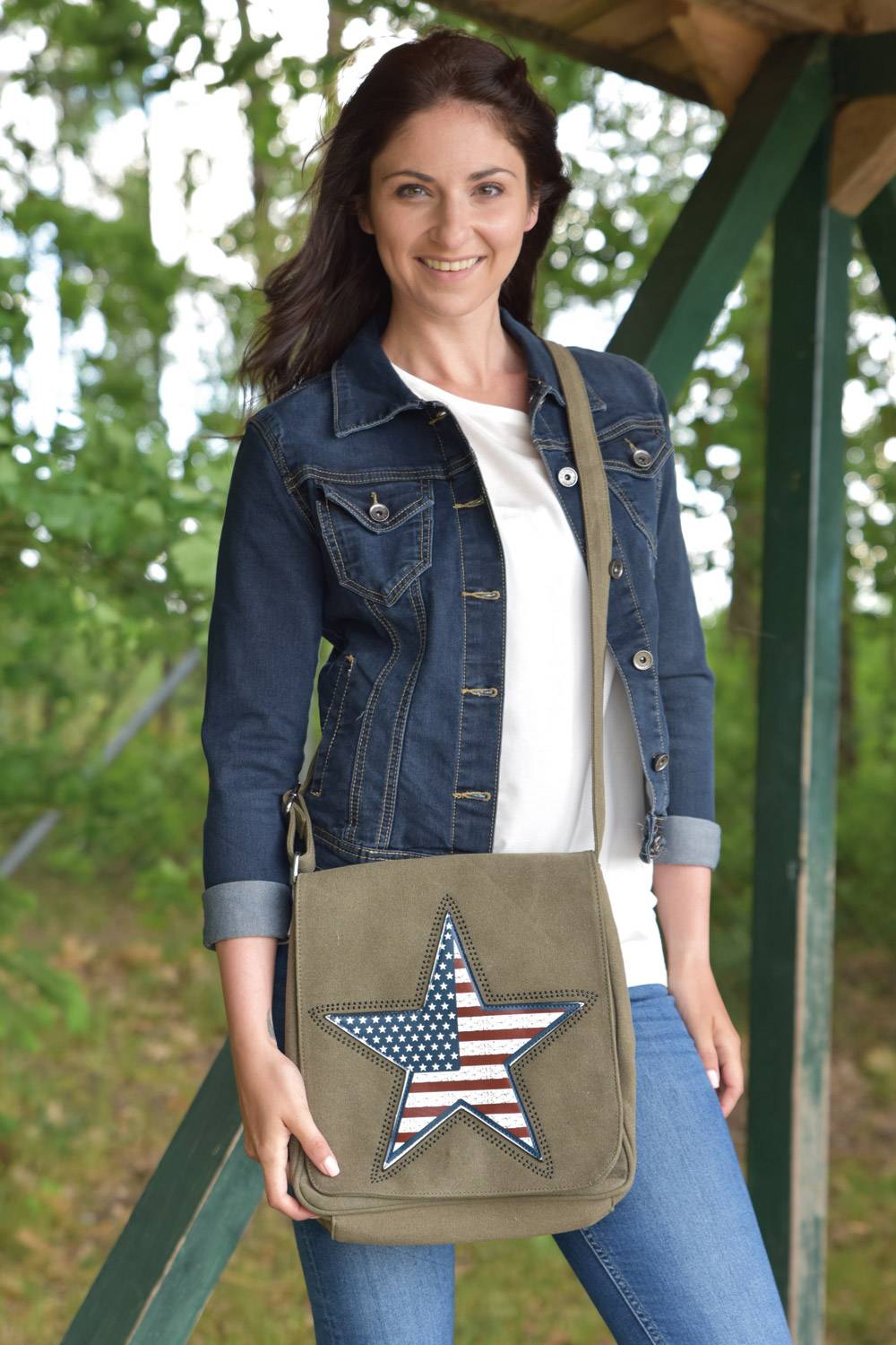 Stylebreaker Umhängetasche Mit USA Stern Applikation