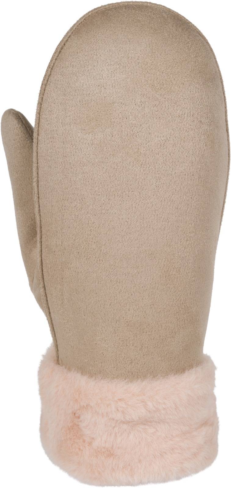 Stylebreaker Veloursleder Optik Fäustlinge Mit Kunstfell-Bund