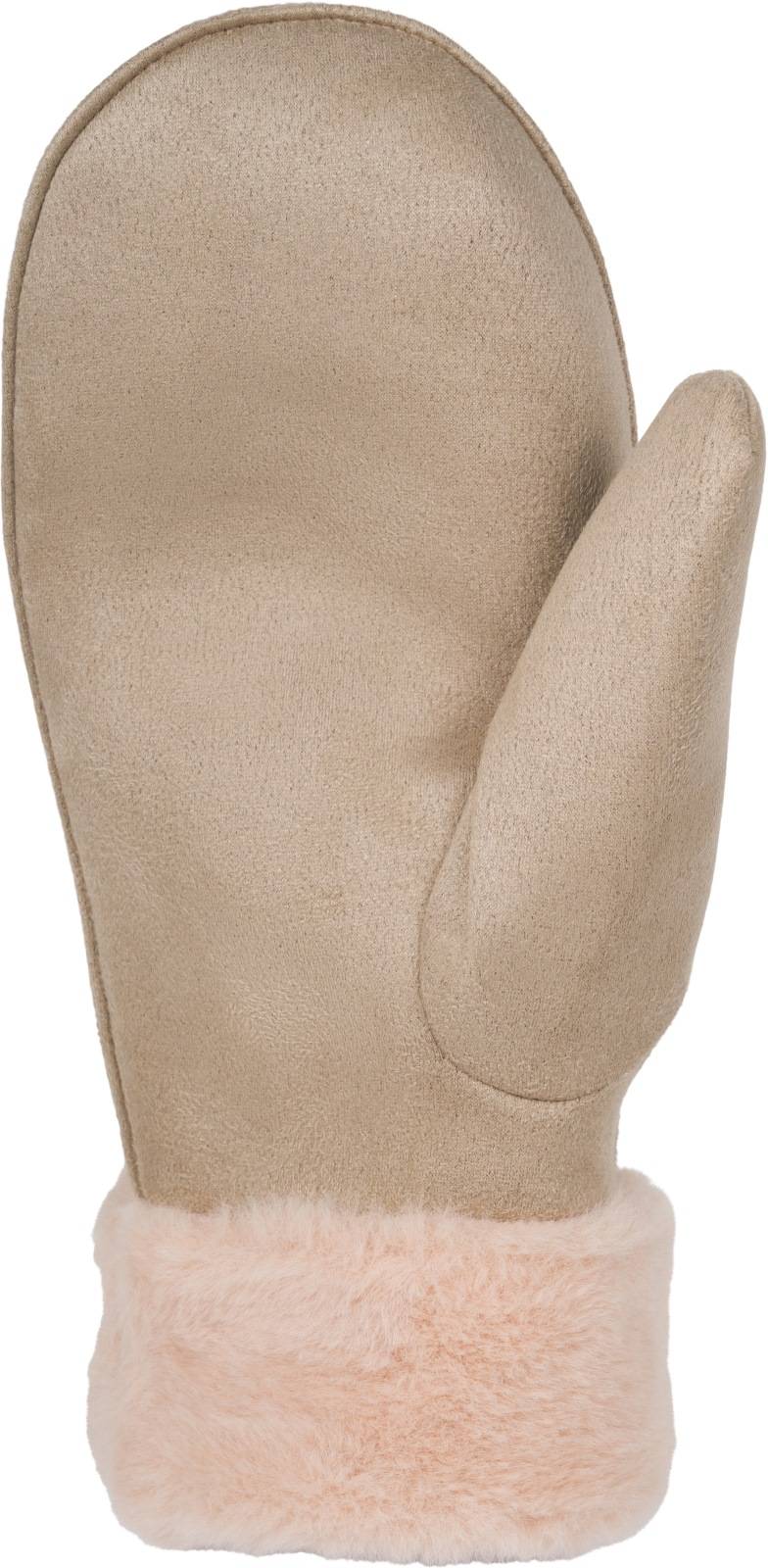 Stylebreaker Veloursleder Optik Fäustlinge Mit Kunstfell-Bund