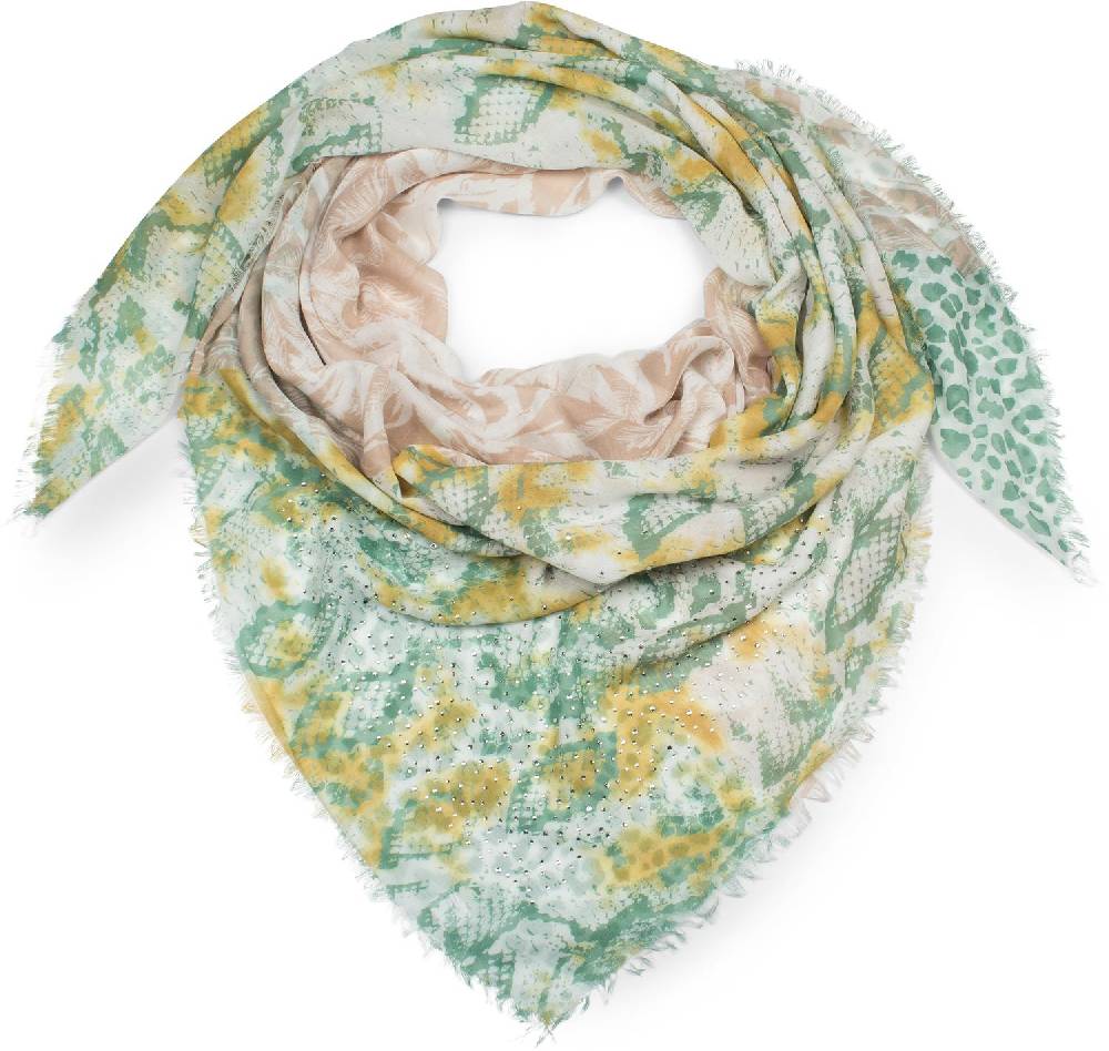 Stylebreaker Vierecktuch Leoparden, Schlange, Palmen Muster und Strass