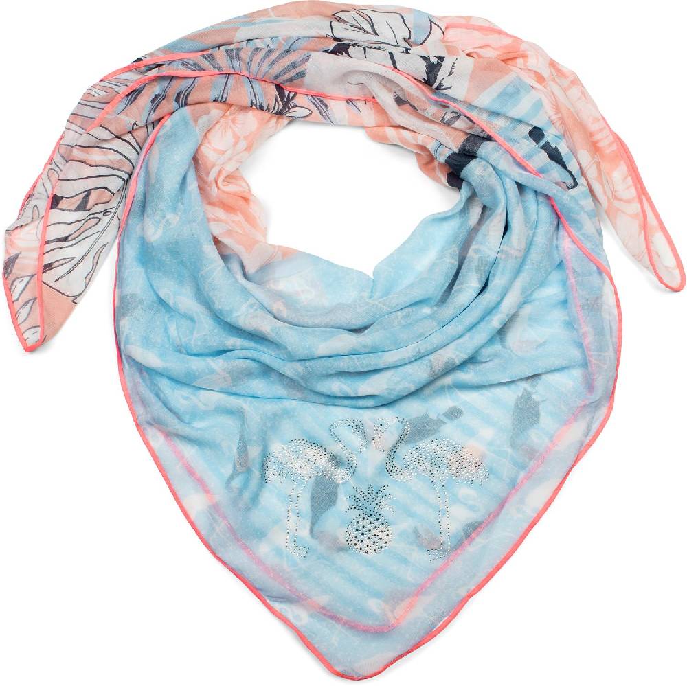 Stylebreaker Vierecktuch mit sommerlichem Mustermix und Strass